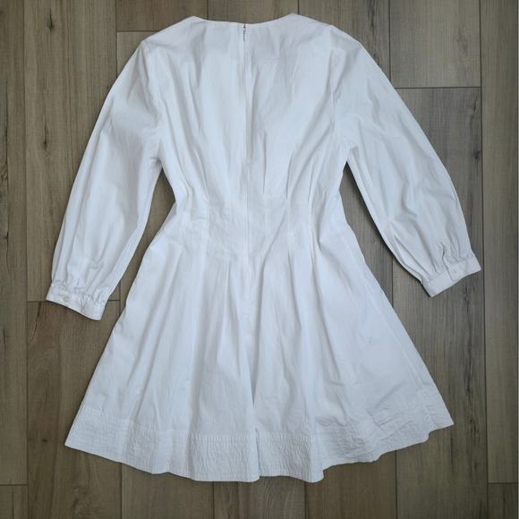 Veronica Beard Torres White Poplin Long Sleeve Mini Dress Women Sz 10 - Picture 4 of 15